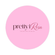A circular pink sticker or label featuring the text 'pretty i Rosa' in dark pink and red lettering, with the smaller phrase 'L'ite mer rosa, lite mer du.' underneath, set against a plain white background.